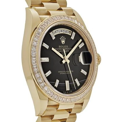 Rolex Day-Date 40 228398TBR Yellow Gold Onyx Baguette Diamond Dial Baguette Bezel - Image 10