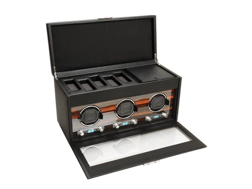WOLF Roadster Triple Watch Winder with Cover, Storage & Travel Case - Image 3